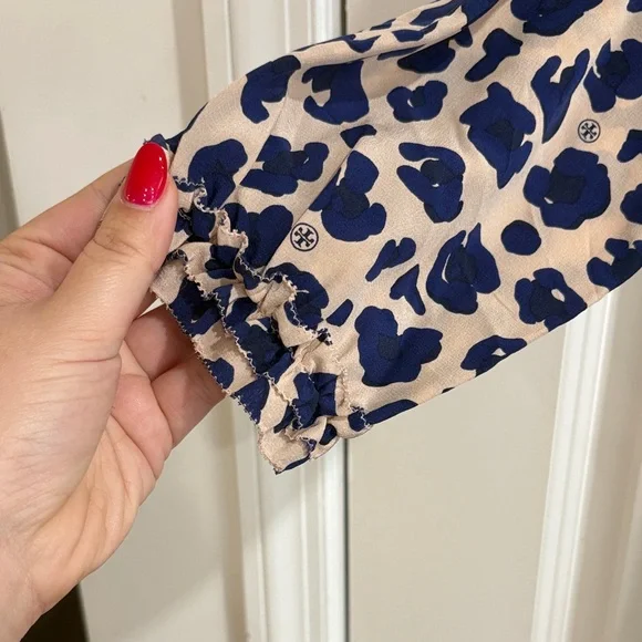 Tory Burch Blue and Cream Animal Print Dress - Picture 4 of 5